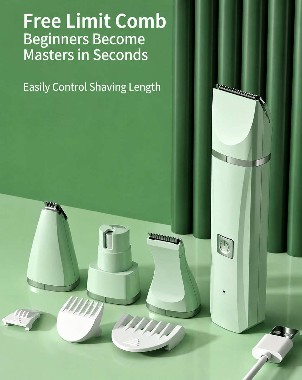 4-in-1 Electric Pet Grooming Tool Set — USB Rechargeable Clipper & Trimmer for Cats & Dogs