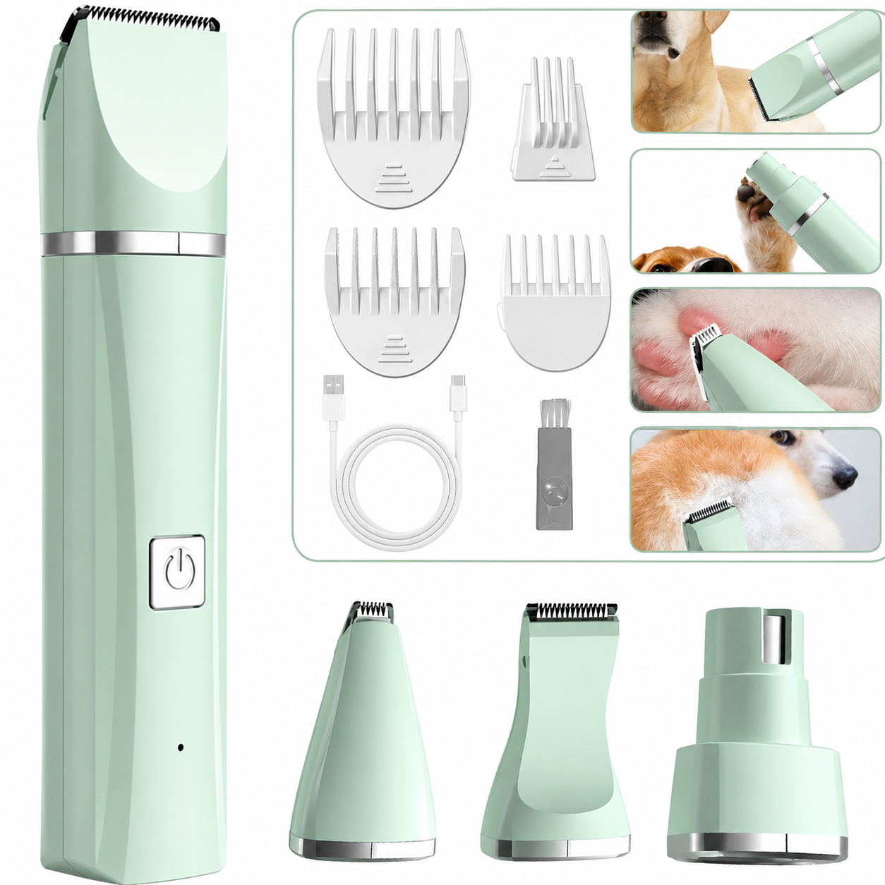 4-in-1 Electric Pet Grooming Tool Set — USB Rechargeable Clipper & Trimmer for Cats & Dogs