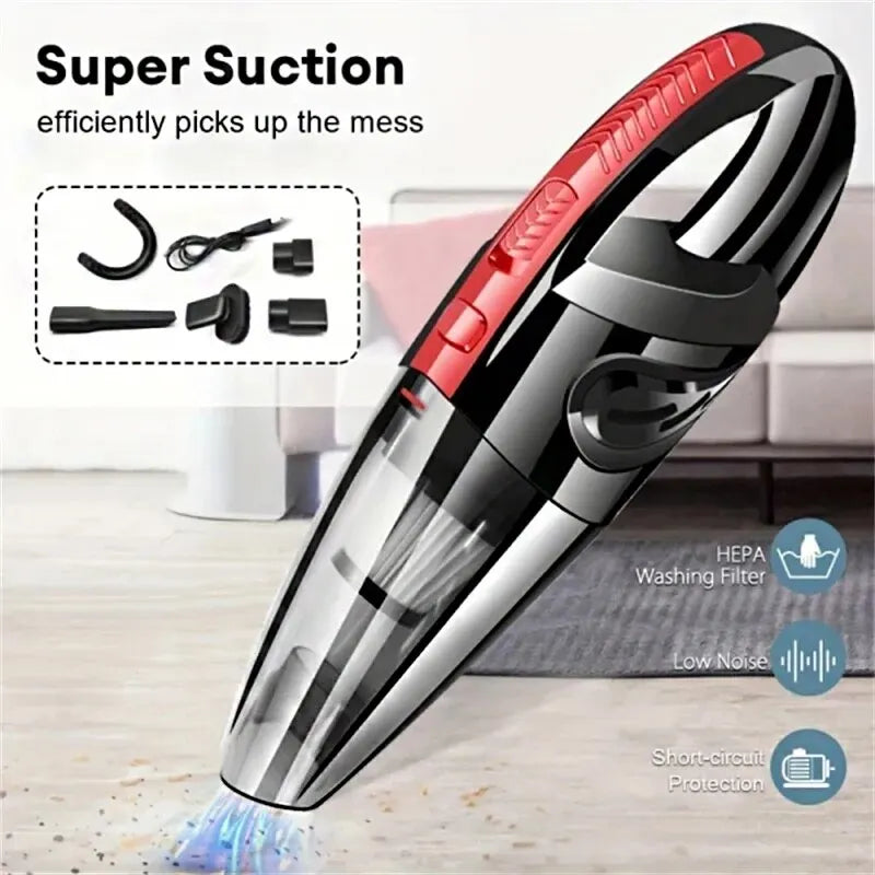 Portable Wireless Handheld Vacuum Cleaner — Powerful Suction for Car, Home & Pet Hair