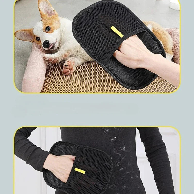 Portable Pet Hair Remover Gloves — Washable Dehairing Gloves for Clothes & Pets