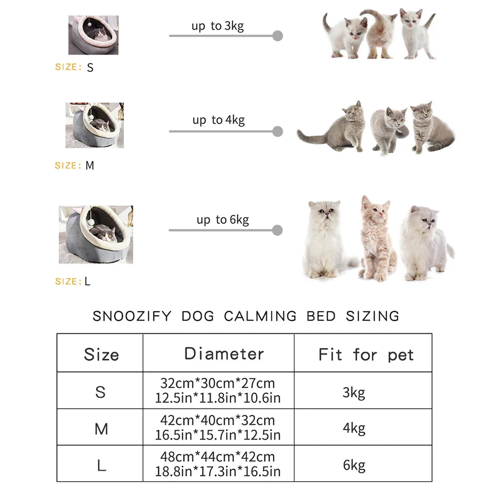 Four Seasons Semi-Enclosed Cat Nest Bed — Soft & Cozy Pet Sleeping Cave