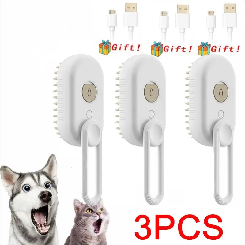 One-Button Spray Massage Brush — Steam Mist Grooming Comb for Cats & Dogs