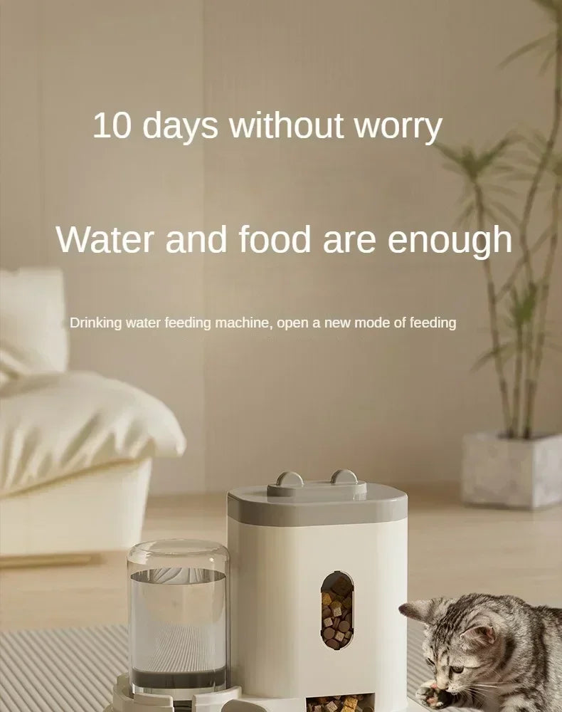 Automatic Pet Feeder with Water Fountain — Large Capacity Raised Bowl for Cats & Dogs