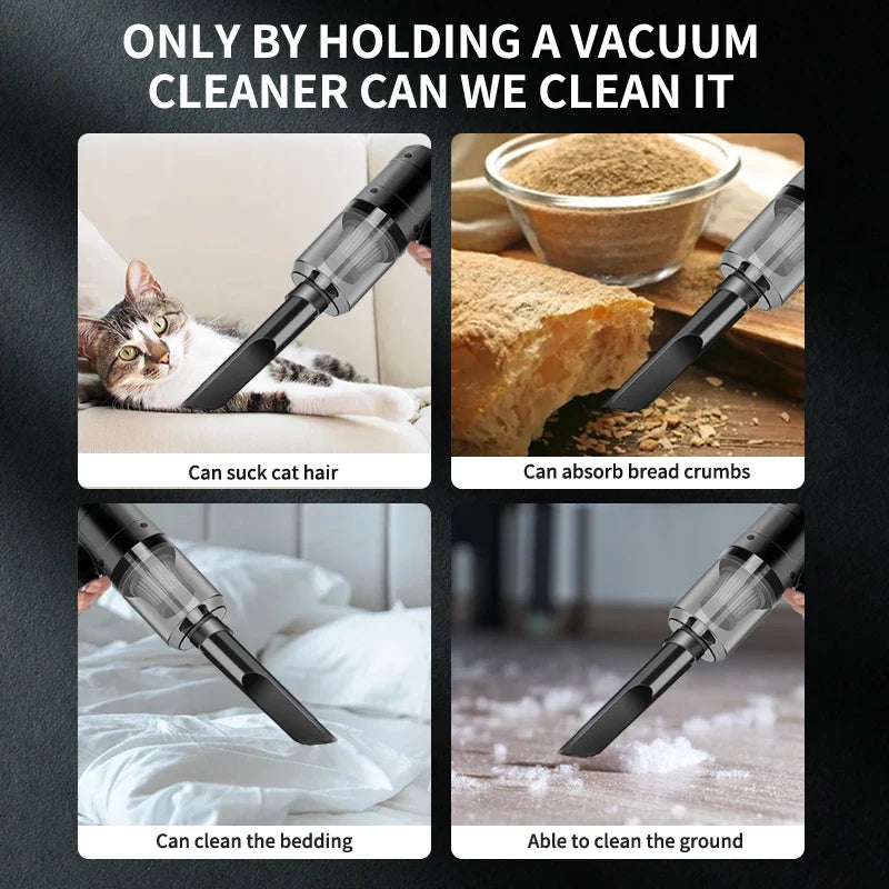 Portable Cordless Handheld Vacuum Cleaner — 5-in-1 Blow & Suction with Multi-Nozzles for Pet Hair, Car & Home