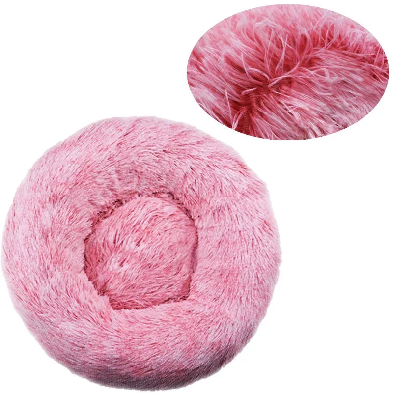 Round Plush Pet Bed — Super Soft Dog & Cat Bed, 6 Sizes (40-90cm)
