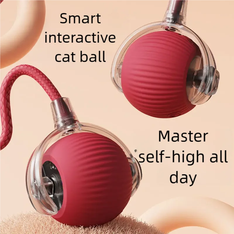 Automatic Electric Cat Ball Toy with Teaser Bird — Smart Sensor, USB Rechargeable