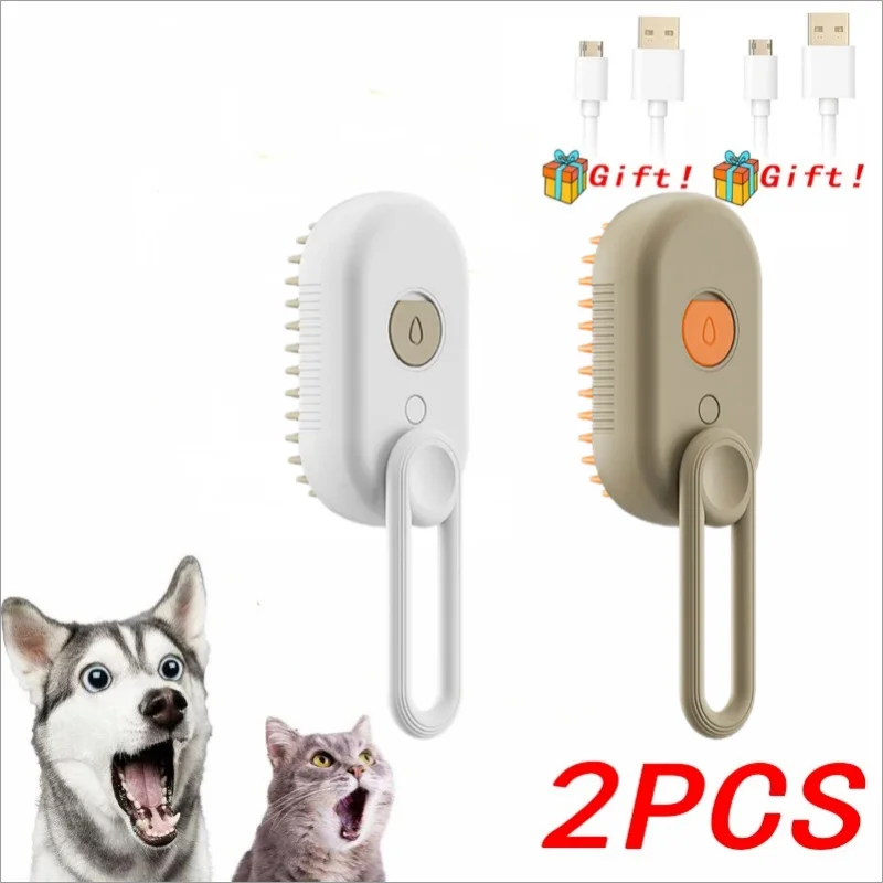 One-Button Spray Massage Brush — Steam Mist Grooming Comb for Cats & Dogs