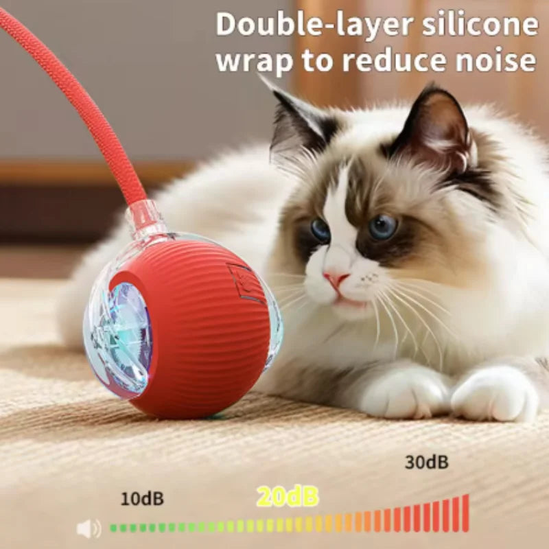Automatic Electric Cat Ball Toy with Teaser Bird — Smart Sensor, USB Rechargeable