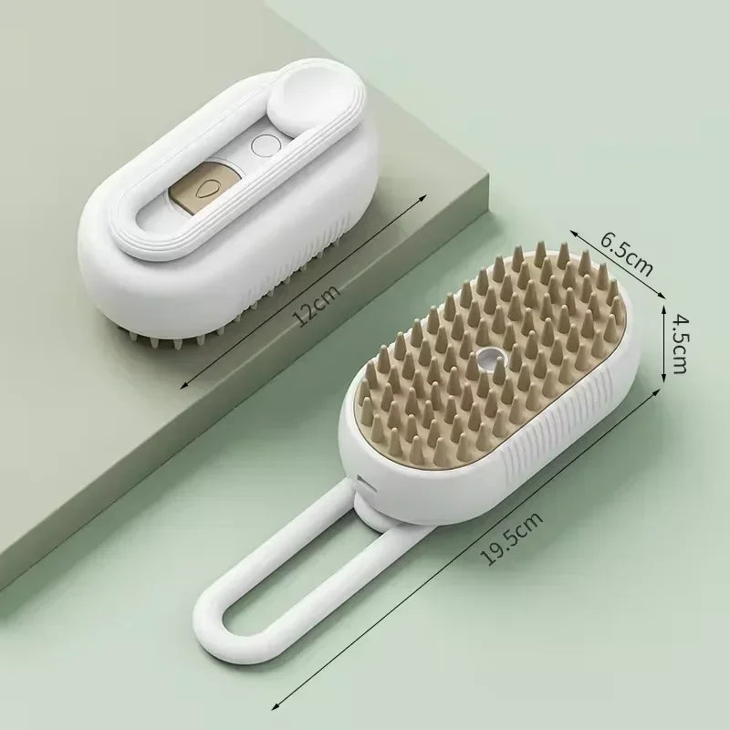 One-Button Spray Massage Brush — Steam Mist Grooming Comb for Cats & Dogs