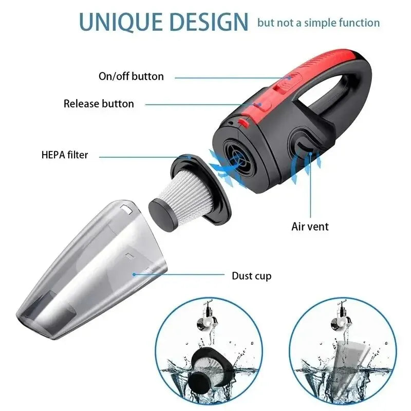 Portable Wireless Handheld Vacuum Cleaner — Powerful Suction for Car, Home & Pet Hair