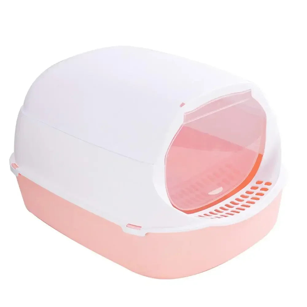 Semi-Enclosed Cat Litter Box — Splash Proof Cat Toilet Tray for Kittens & Cats