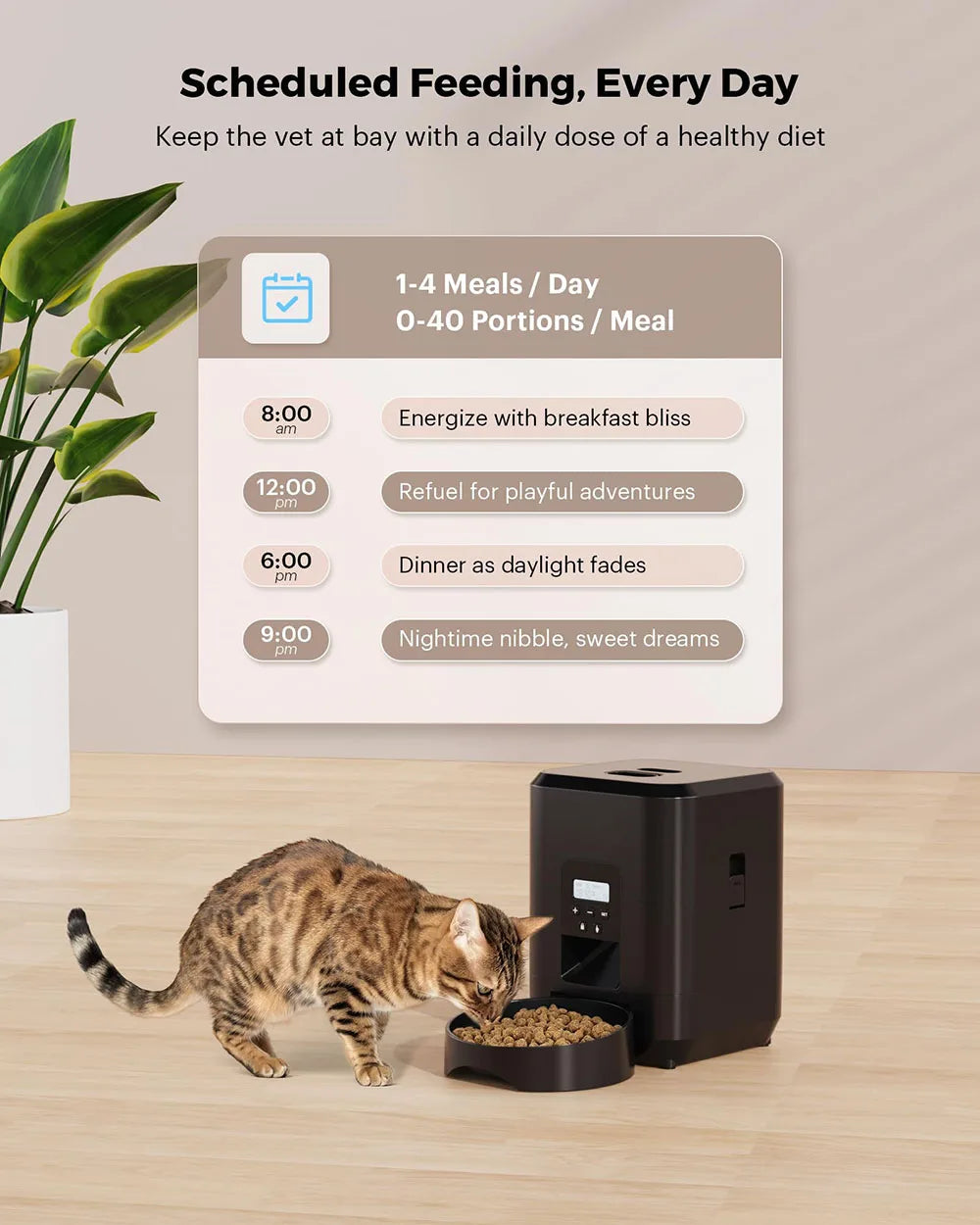 Smart Timed Automatic Pet Feeder — Scheduled Portion Control for Cats & Dogs