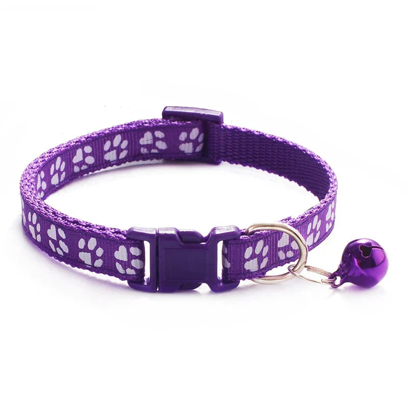 Cat Bell Collar with Dog Print — Multi-Color Necklace Ring Collar for Cats