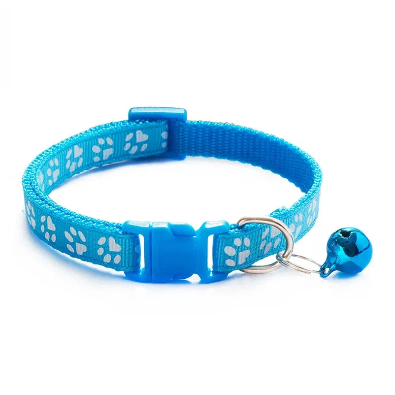 Cat Bell Collar with Dog Print — Multi-Color Necklace Ring Collar for Cats