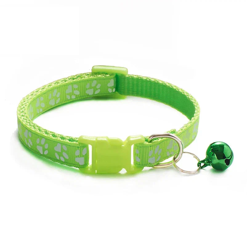 Cat Bell Collar with Dog Print — Multi-Color Necklace Ring Collar for Cats