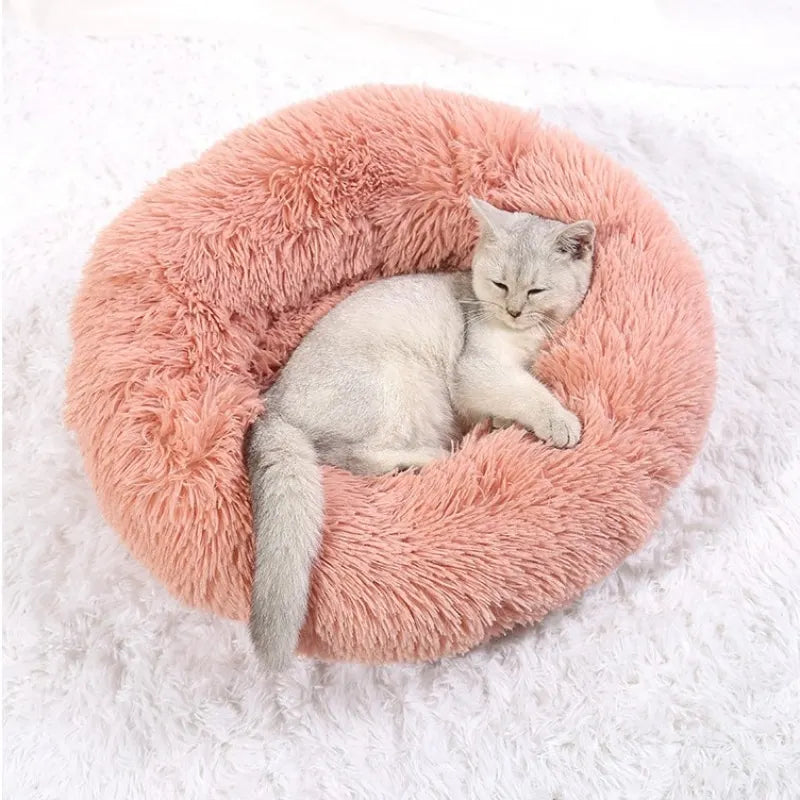 Round Plush Pet Bed — Super Soft Dog & Cat Bed, 6 Sizes (40-90cm)