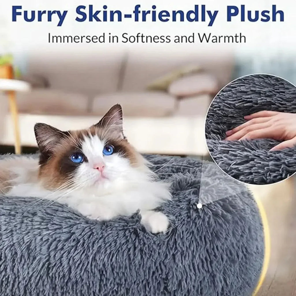 Round Plush Pet Bed — Super Soft Dog & Cat Bed, 6 Sizes (40-90cm)