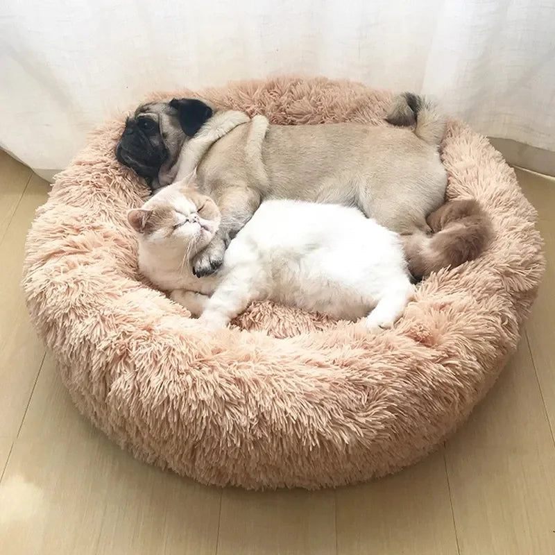 Round Plush Pet Bed — Super Soft Dog & Cat Bed, 6 Sizes (40-90cm)