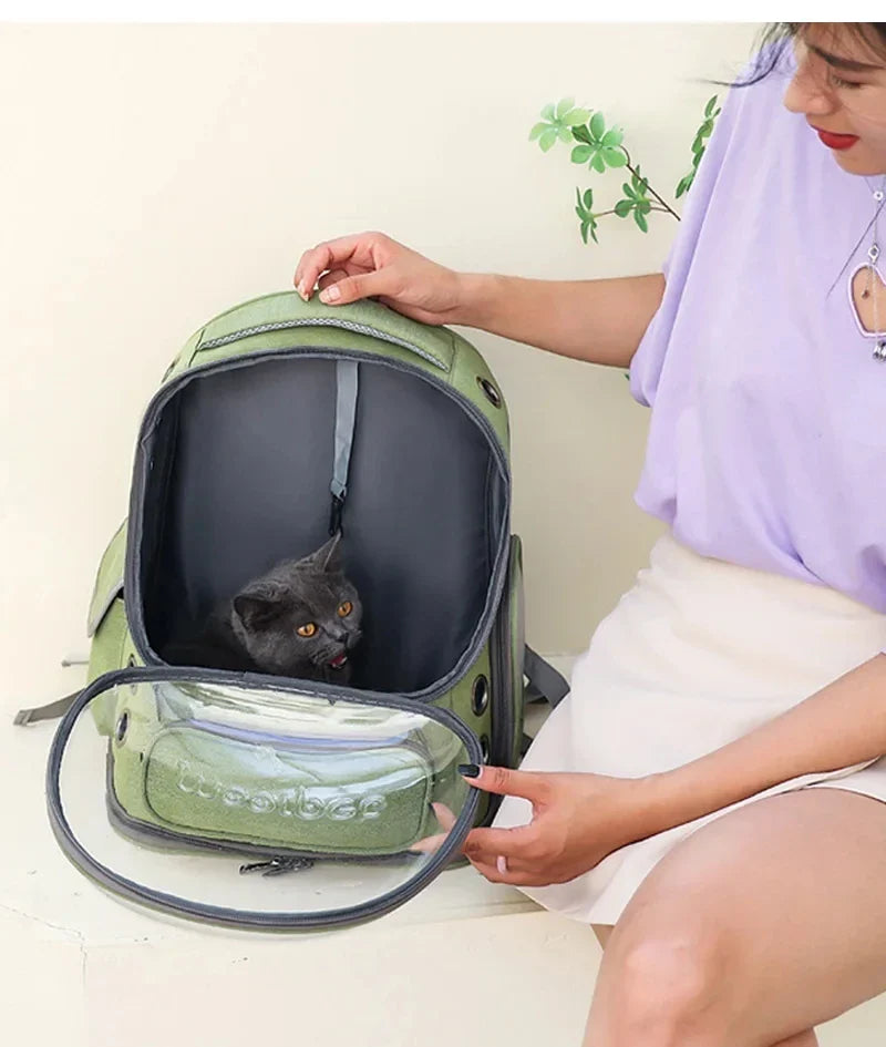 Breathable Transparent Pet Carrier Backpack — Outdoor Travel Bag for Cats & Small Dogs