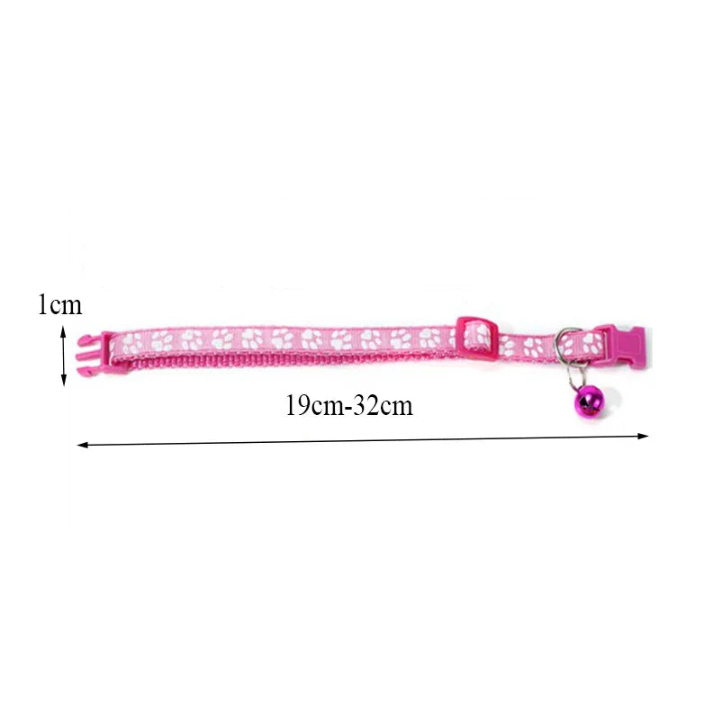 Cat Bell Collar with Dog Print — Multi-Color Necklace Ring Collar for Cats
