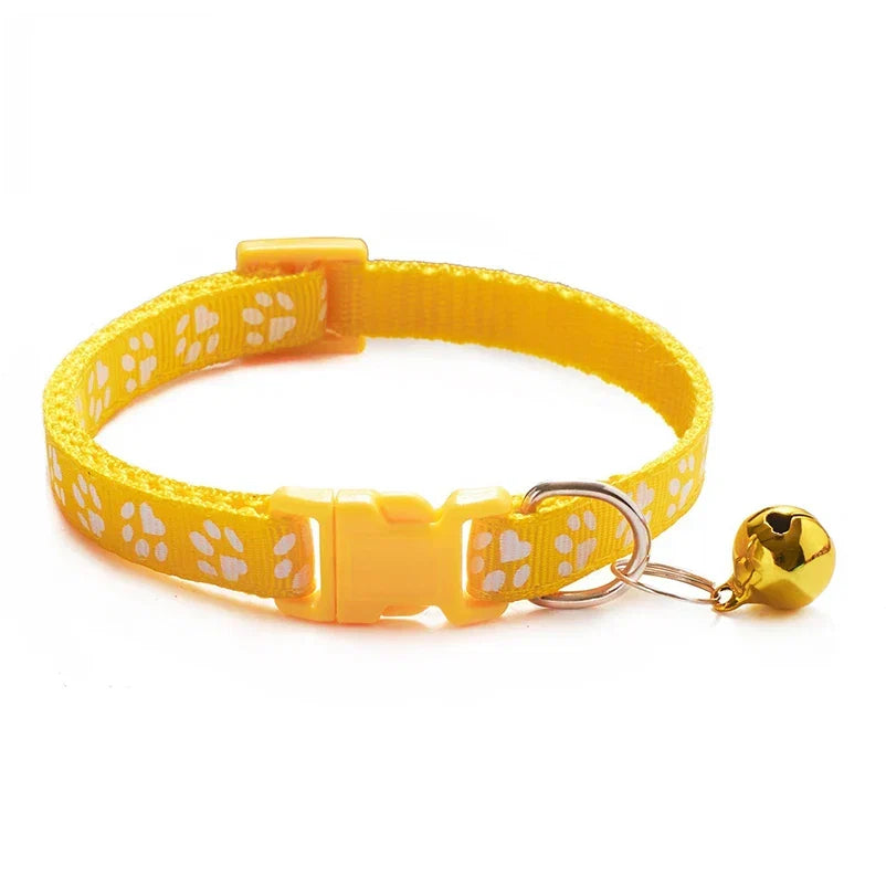 Cat Bell Collar with Dog Print — Multi-Color Necklace Ring Collar for Cats