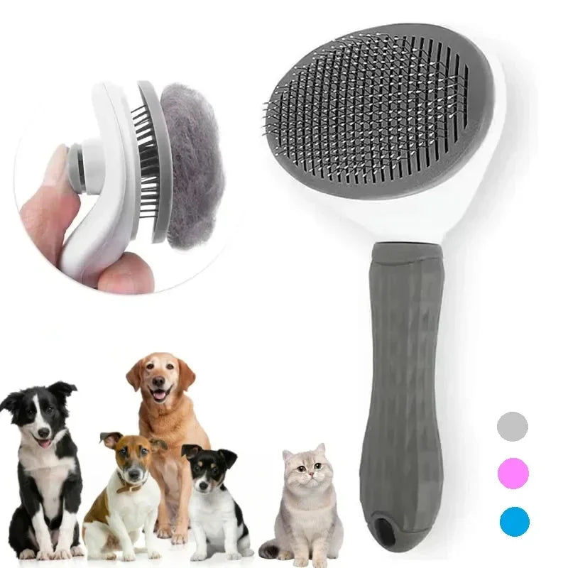 Self-Cleaning Pet Grooming Brush — Dematting Comb for Dogs & Cats