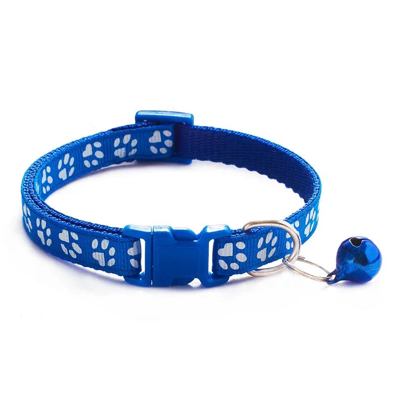 Cat Bell Collar with Dog Print — Multi-Color Necklace Ring Collar for Cats