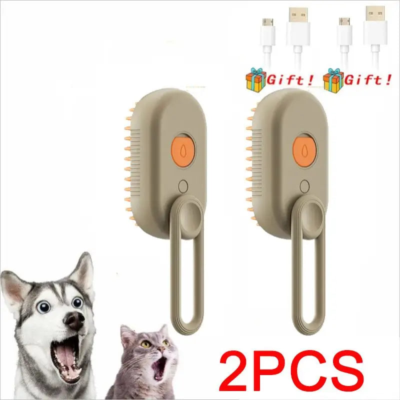 One-Button Spray Massage Brush — Steam Mist Grooming Comb for Cats & Dogs