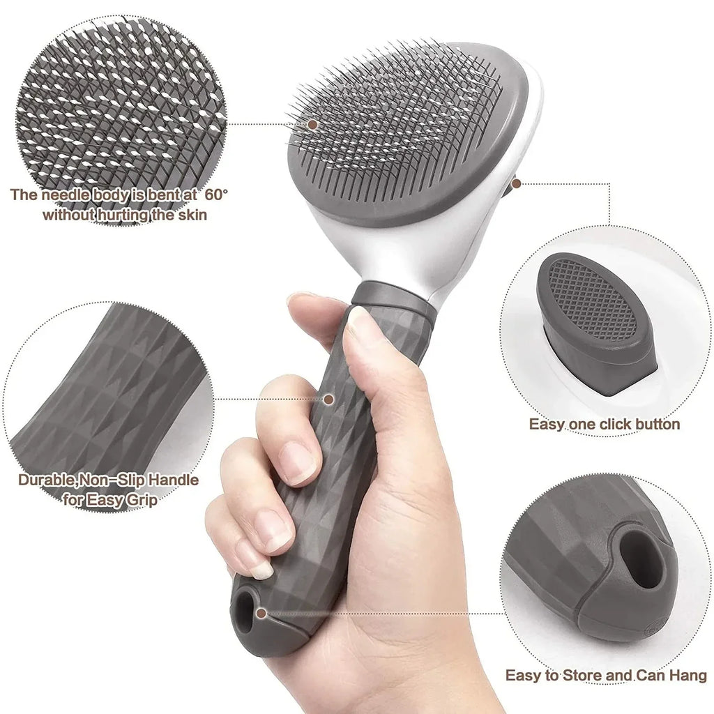 Self-Cleaning Pet Grooming Brush — Dematting Comb for Dogs & Cats