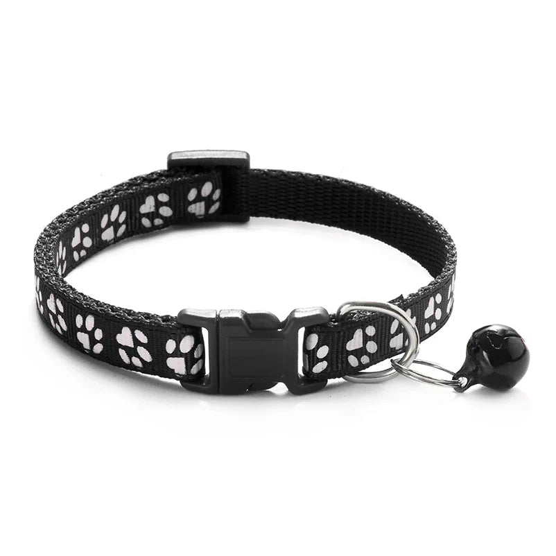 Cat Bell Collar with Dog Print — Multi-Color Necklace Ring Collar for Cats
