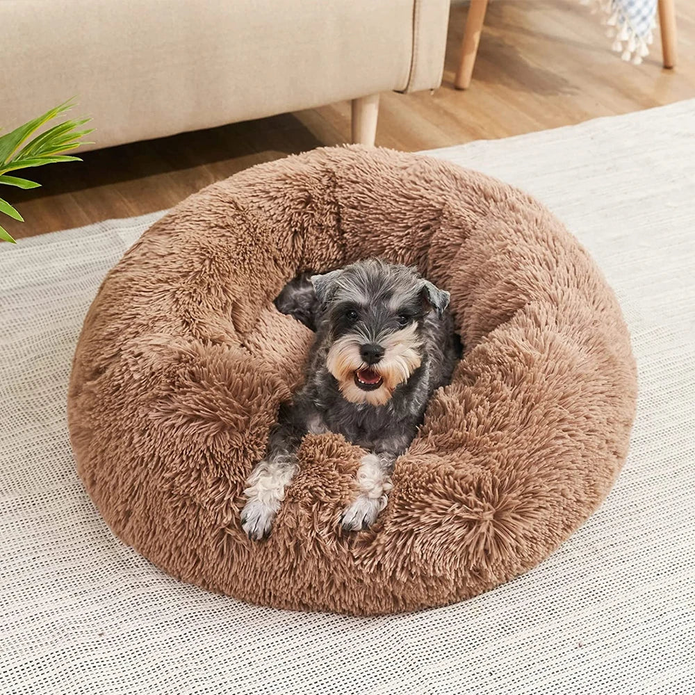 Round Plush Pet Bed — Super Soft Dog & Cat Bed, 6 Sizes (40-90cm)