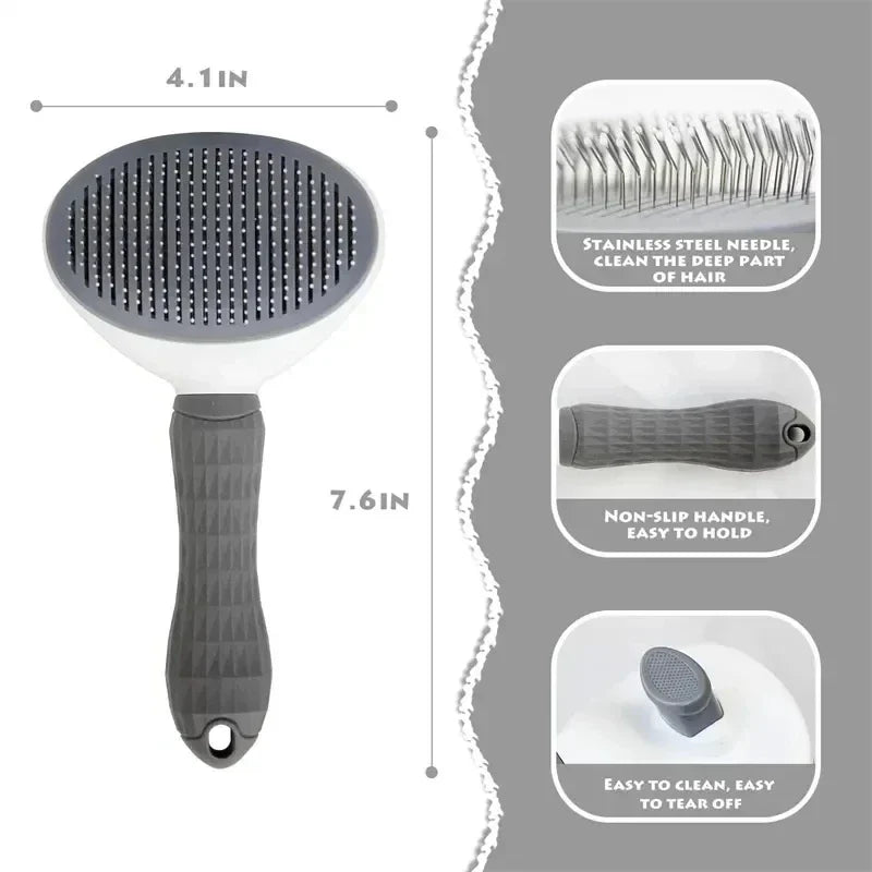 Self-Cleaning Pet Grooming Brush — Dematting Comb for Dogs & Cats
