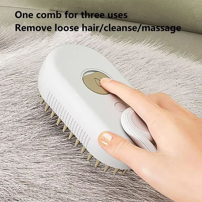 One-Button Spray Massage Brush — Steam Mist Grooming Comb for Cats & Dogs