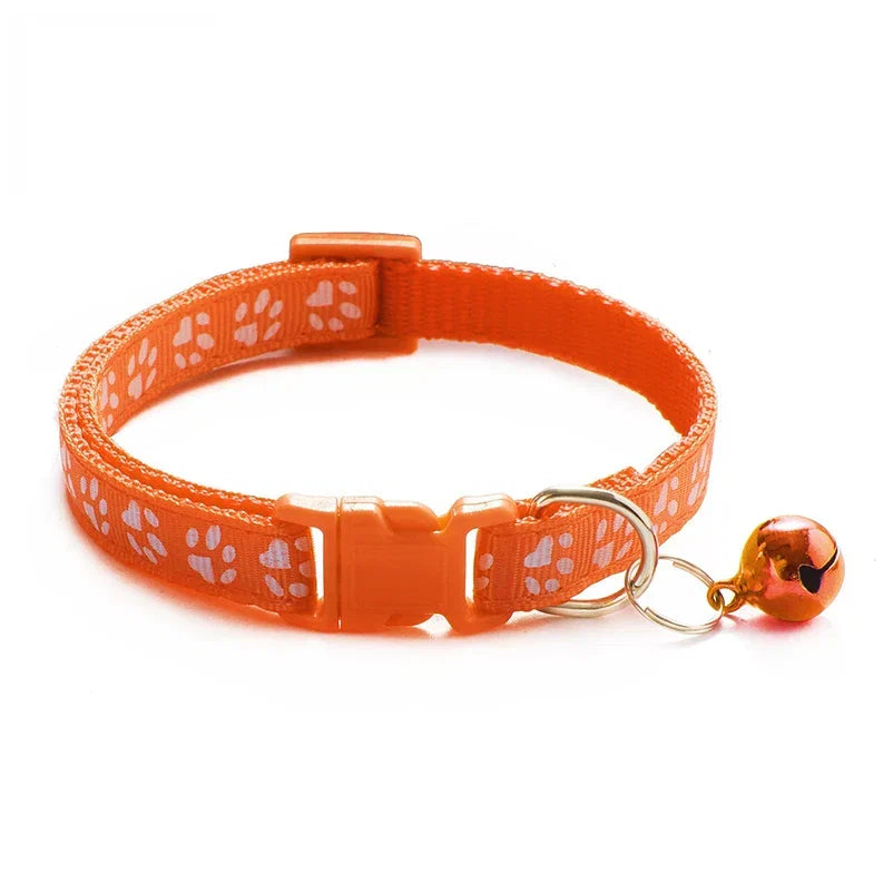 Cat Bell Collar with Dog Print — Multi-Color Necklace Ring Collar for Cats