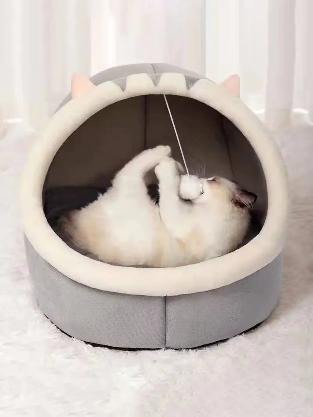 Four Seasons Semi-Enclosed Cat Nest Bed — Soft & Cozy Pet Sleeping Cave