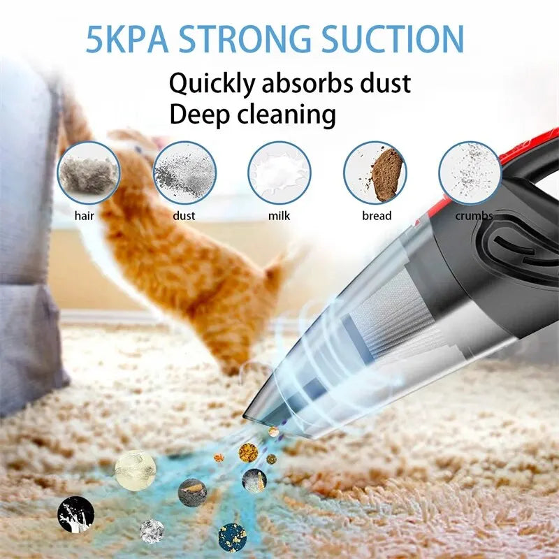 Portable Wireless Handheld Vacuum Cleaner — Powerful Suction for Car, Home & Pet Hair