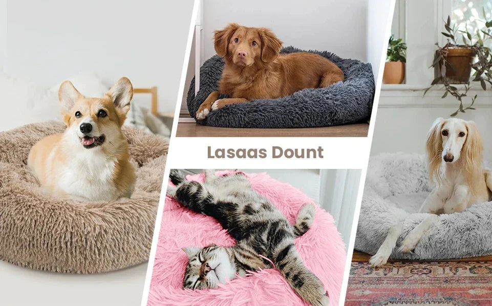 Round Plush Pet Bed — Super Soft Dog & Cat Bed, 6 Sizes (40-90cm)