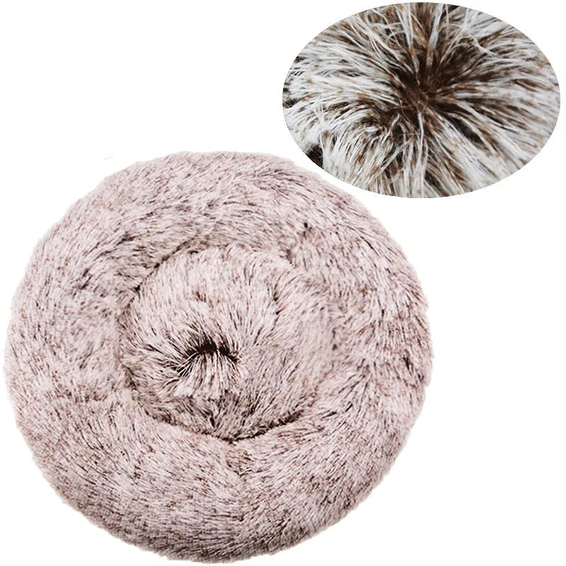 Round Plush Pet Bed — Super Soft Dog & Cat Bed, 6 Sizes (40-90cm)