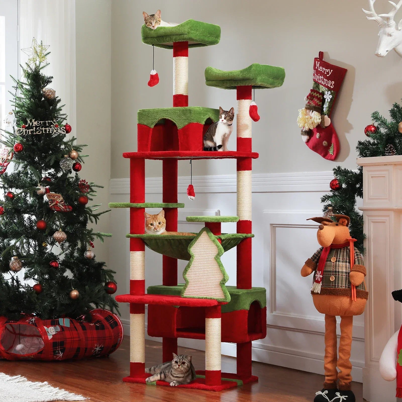 Large Cat Tree and Tower for Indoor Cats With Sisal-Covered Scratching Posts Spacious Hammock Padded Perches and Condos Cat Toys