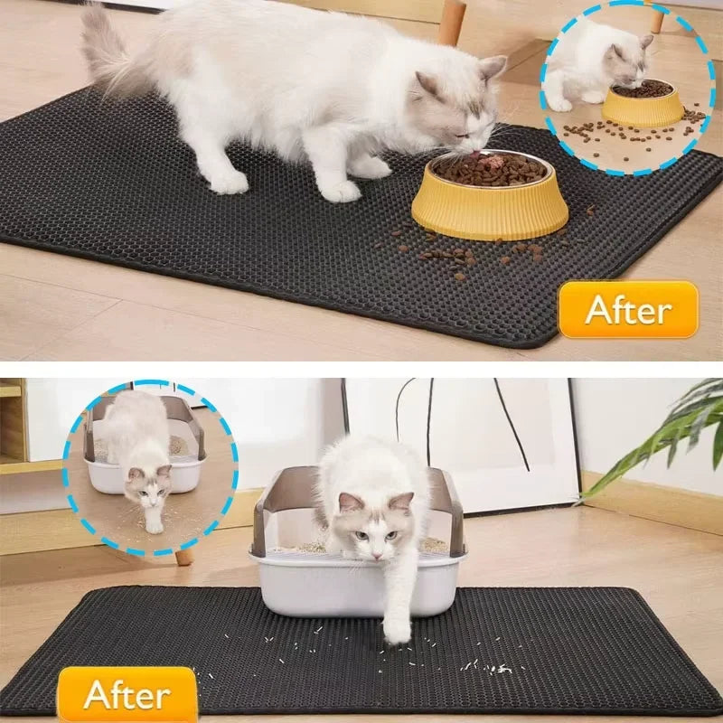 Waterproof Double Layer Cat Litter Trapping Mat — Clean Pad for Litter Box
