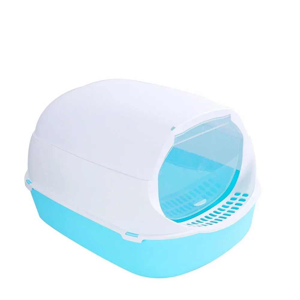 Semi-Enclosed Cat Litter Box — Splash Proof Cat Toilet Tray for Kittens & Cats