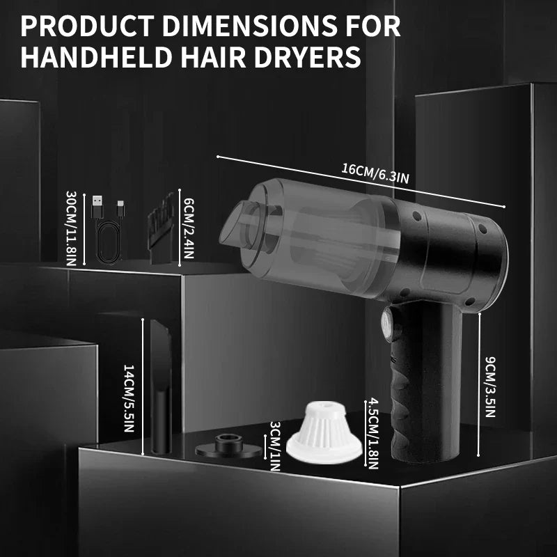 Portable Cordless Handheld Vacuum Cleaner — 5-in-1 Blow & Suction with Multi-Nozzles for Pet Hair, Car & Home