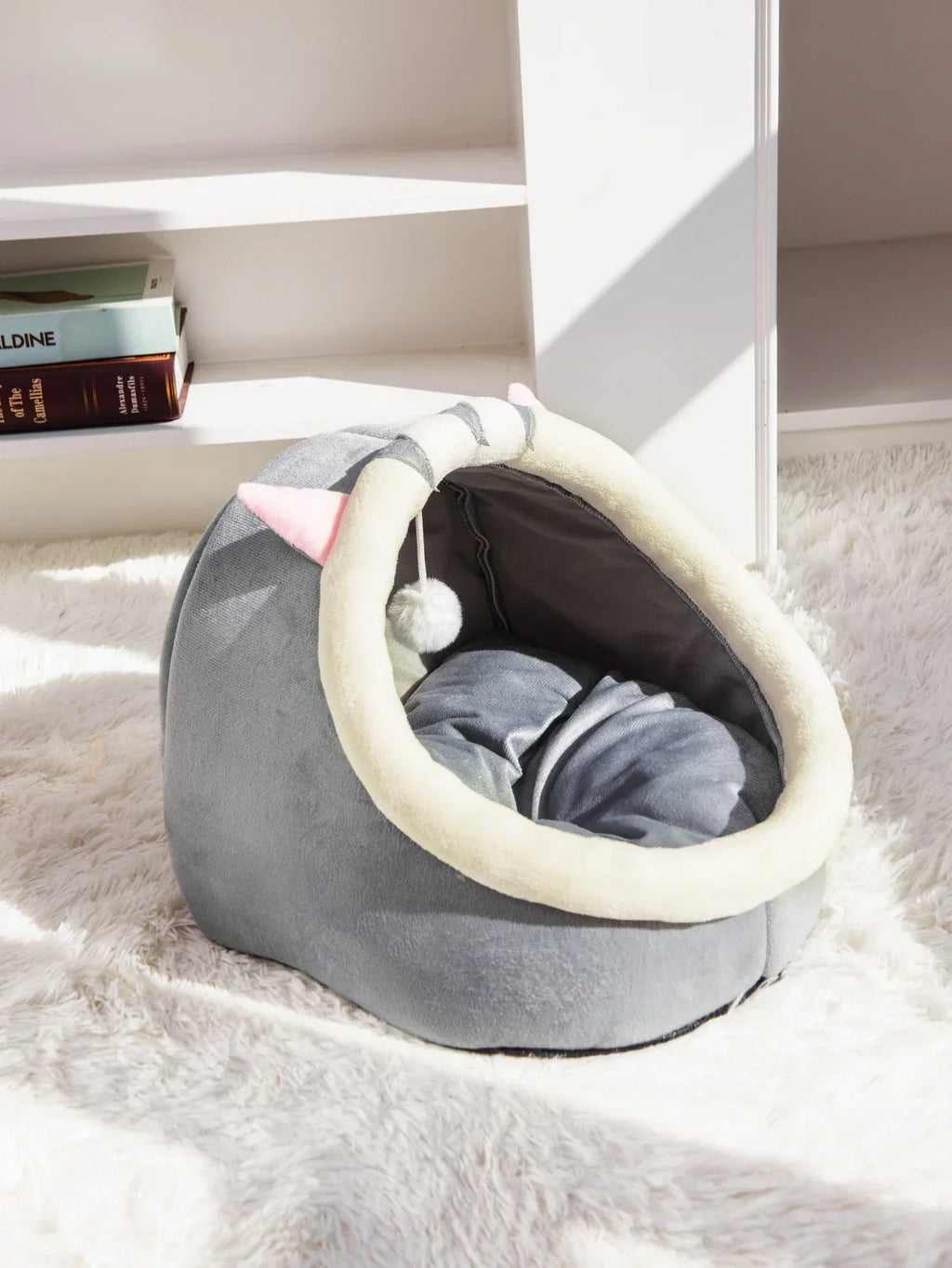 Four Seasons Semi-Enclosed Cat Nest Bed — Soft & Cozy Pet Sleeping Cave