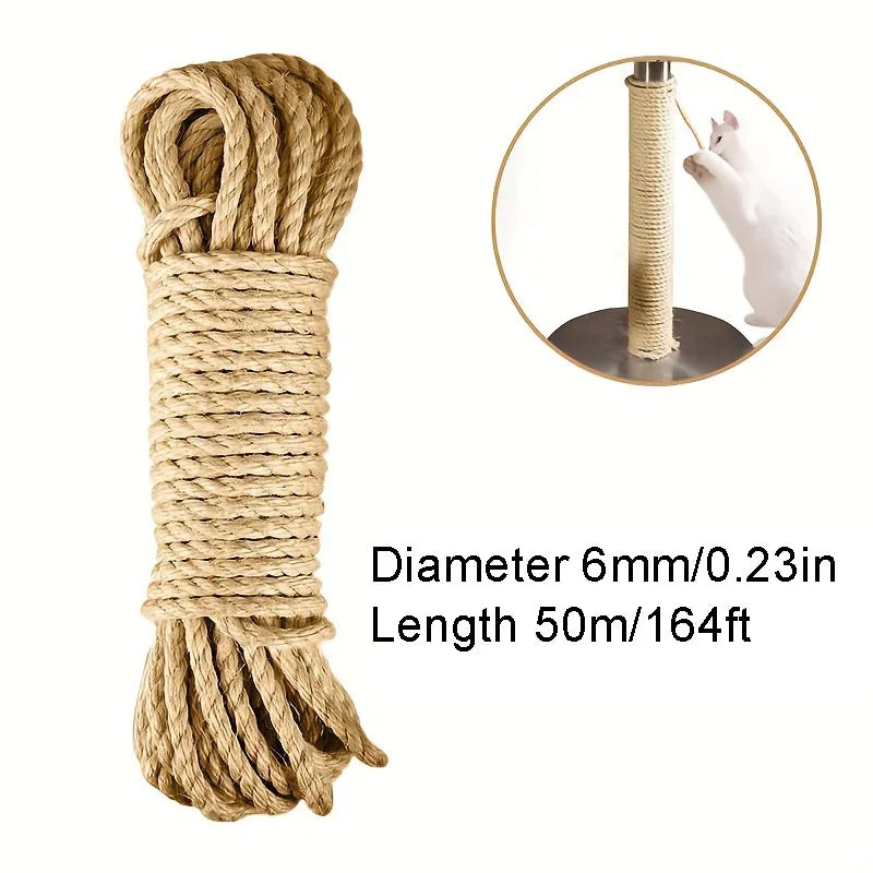 Natural Sisal Rope for Cat Scratcher — DIY Scratching Post & Furniture Protector (33/66/164ft)