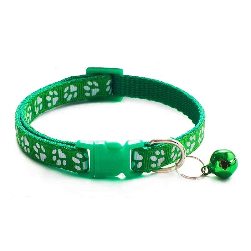 Cat Bell Collar with Dog Print — Multi-Color Necklace Ring Collar for Cats