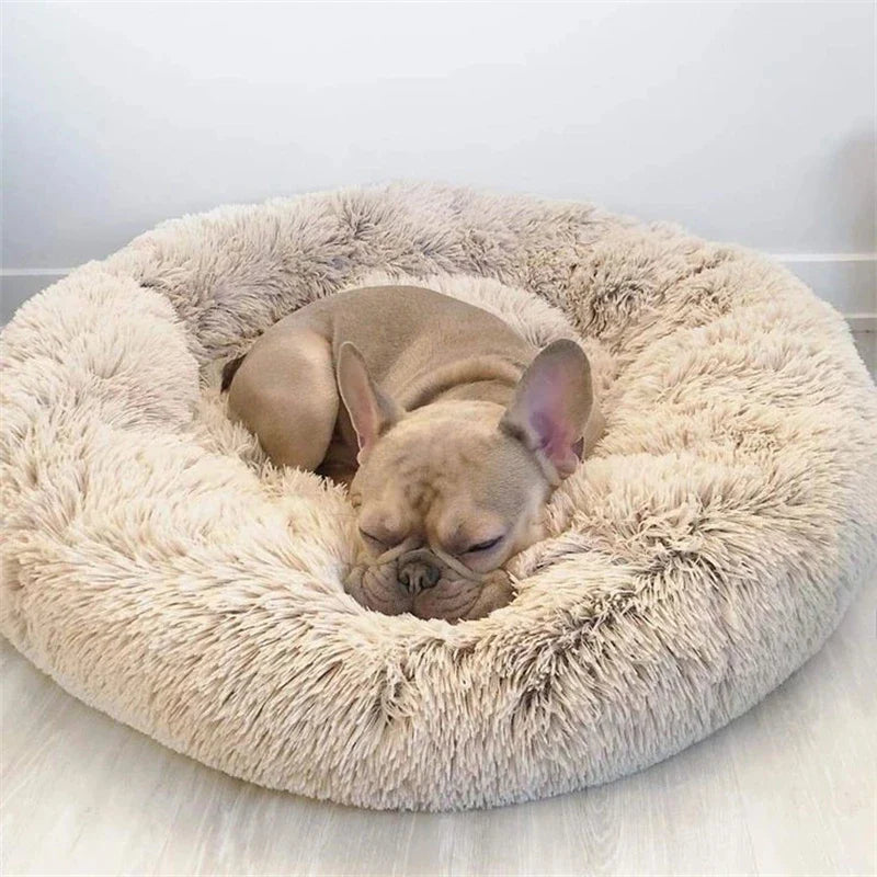 Round Plush Pet Bed — Super Soft Dog & Cat Bed, 6 Sizes (40-90cm)