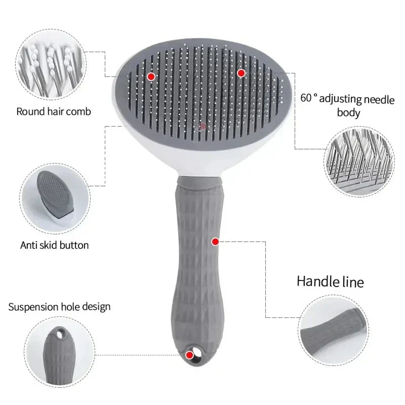 Self-Cleaning Pet Grooming Brush — Dematting Comb for Dogs & Cats